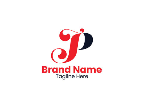 JP vector logo template with red and black color. The PJ logo is Simple, Elegant, and Luxurious Logo. PJ Pro Vector 