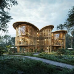 Fototapeta premium A 3D printer fabricating custom joints for bamboo-framed temporary shelters.