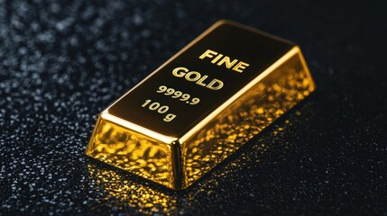 Gleaming Gold Ingot With Fine Gold Markings Illuminated In Light