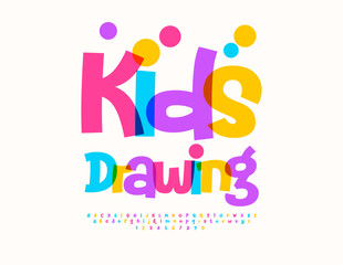 Vector Creative logotype Kids Drawing. Artistic Colorful Font. Joyful Handwritten Alphabet Letters and Numbers set.