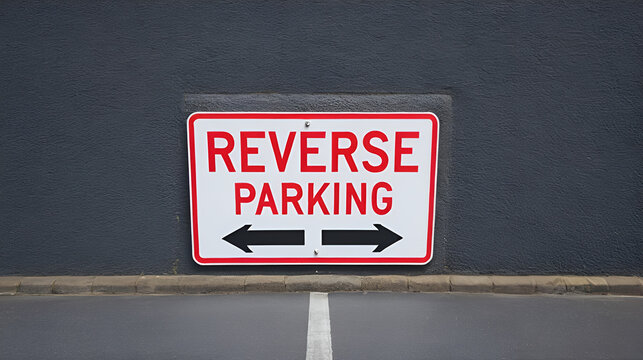 Reverse parking only sign at work