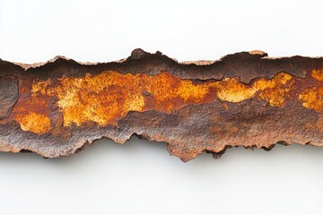 Naklejka premium Severely rusted metal strip, showing significant corrosion and texture.