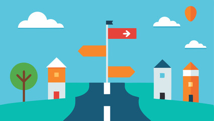 Obraz premium Road Signs of Identity A roadside with signposts pointing to various identity aspects Career Friendship Culture each sign representing a directional choice in selfdiscovery.