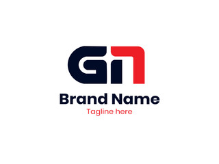 Vector GN logo, Letter GN, GN letter logo design. Black and red NG letter. NG letter logo design.