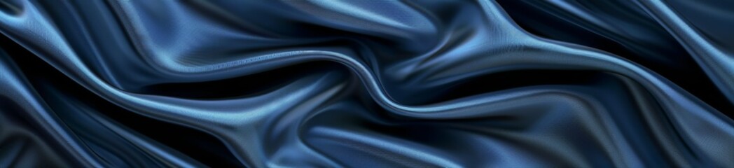 Fototapeta premium Wrinkled Blue Satin Fabric with Soft Flowing Texture