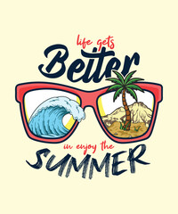 Life gets better in enjoy summer t-shirt design.