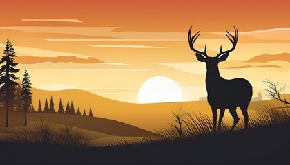 whitetail deer buck silhouette silhouette of a whitetail deer buck in a prairie landscape