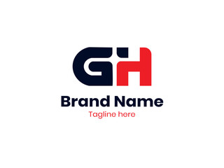 Vector GH logo, Letter GH, GH letter logo design. Black and red HG letter. HG letter logo design.