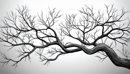 Fototapeta premium tree branch without leaves white background