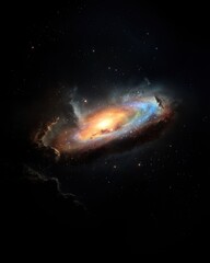 Naklejka premium Majestic Spiral Galaxy in the Dark Cosmos, Shining Starry Universe, Celestial Background