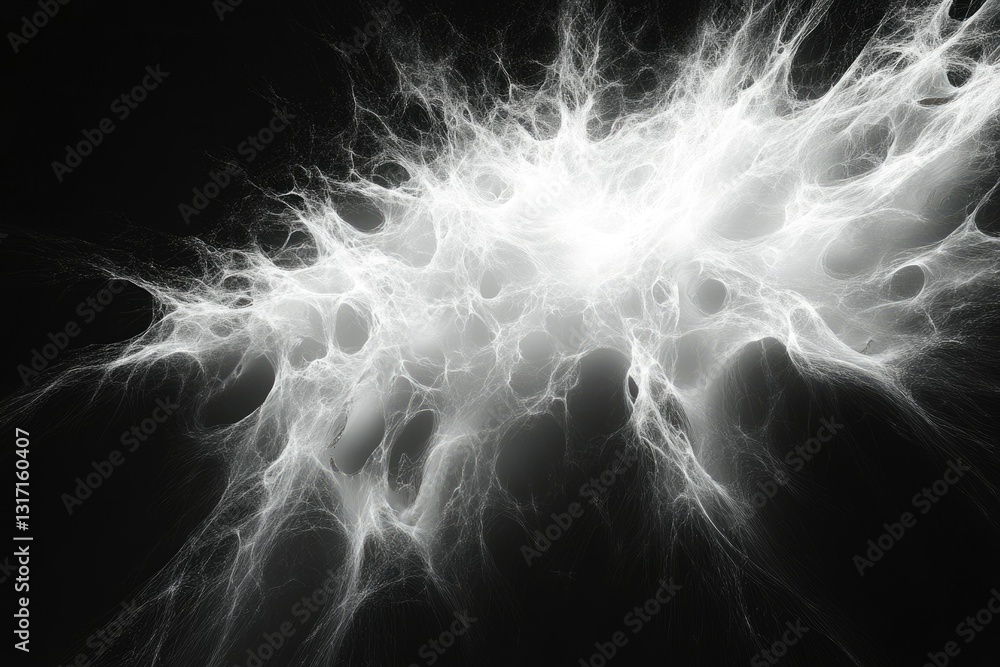 Aufkleber abstract image depicting a complex, white, web-like structure against a transparent background.