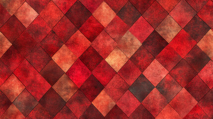 Colorful geometric pattern with varying shades of red creates an artistic texture on a surface