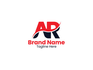 Initial letter AR monogram logo. Black and red AR letter. RA letter logo design.