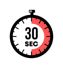 Stopwatch shows 30 seconds graphic design