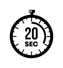 Stopwatch shows 20 seconds graphic design