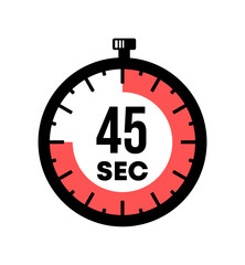 Stopwatch shows 45 seconds graphic design