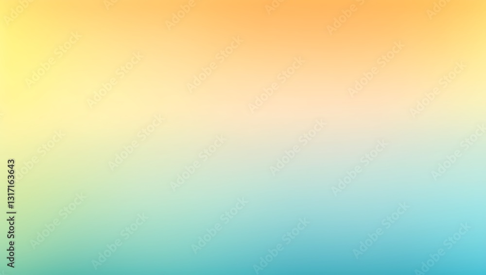 Poster gradient of serenity: a tranquil gradient background blending from warm yellow to calming teal, evok
