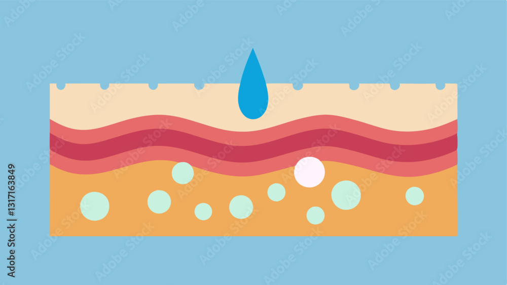 Poster skin layers a crosssection diagram of the skin showing how microneedling creates tiny channels in th