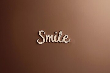 Logo, elegant style with the text "Smile," brown background, solid color background, soft lines and shapes,