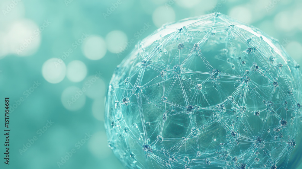 Poster delicate structure of a transparent sphere with intricate patterns in an ethereal setting