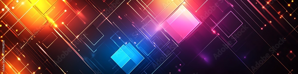 Poster abstract geometric lines: a vibrant, dynamic digital artwork featuring a network of interconnected l