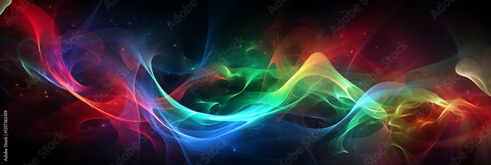 Poster chromatic symphony: an abstract and dynamic design of vibrant colors, with flowing, undulating shape
