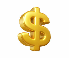 Obraz premium A gleaming golden dollar sign symbol against a white background.