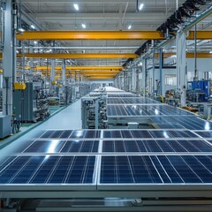 Naklejka premium A high-capacity industrial power generation factory producing components for solar farms.