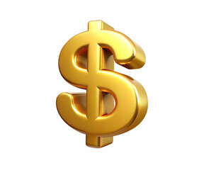 Obraz premium A gleaming golden dollar sign symbol against a white background.