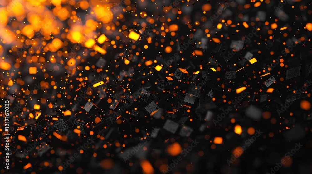 Poster abstract background with glowing particles and dark texture