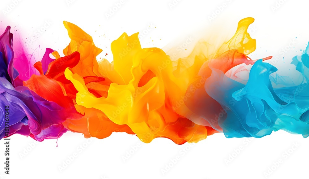 Poster abstract color explosion: a vibrant, colorful abstract pattern formed by swirling liquid paints in a