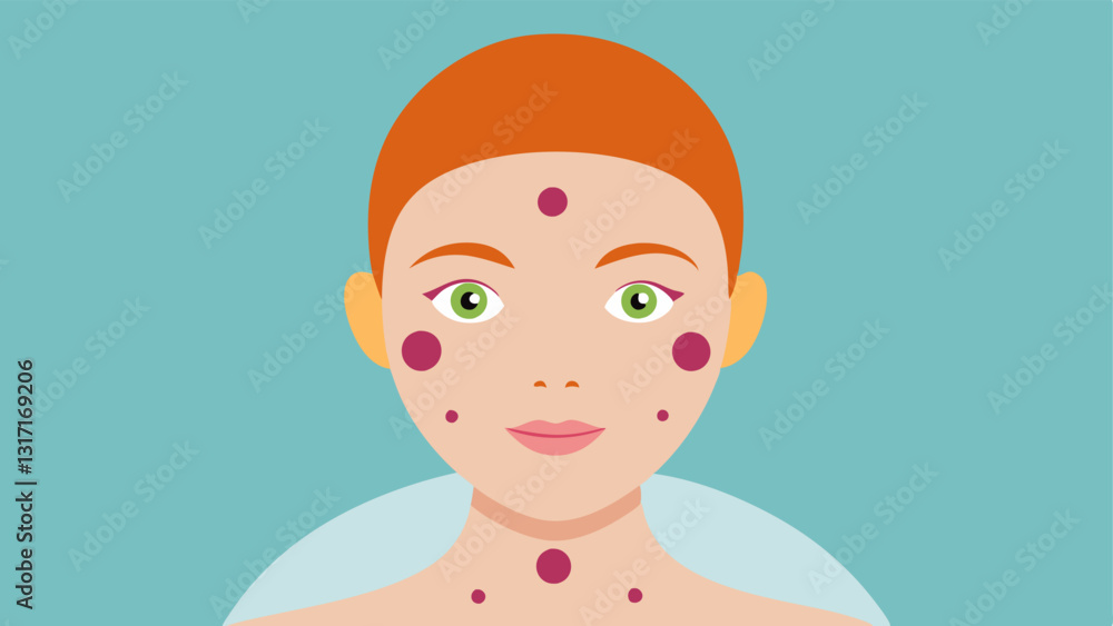 Poster skin map a maplike depiction of a face with highlighted areas of hyperpigmentation gradually disappe
