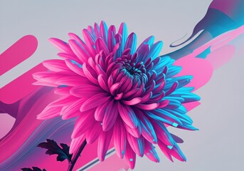 Obraz premium Vibrant pink and blue flower with abstract background design