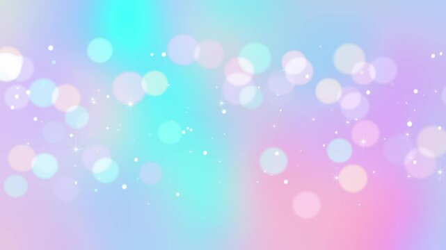 abstract background with pastel colors bokeh lights and shing glitter stars animation, soft unicorn cosmetics and beauty motion background
