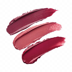 abstract 3d smeared shiny lipstick or paint swatch in different colour style isolated on white background