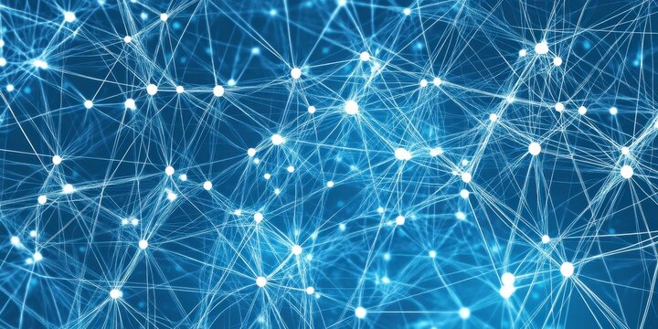 Abstract Blue Glowing Network Digital Connectivity Concept
