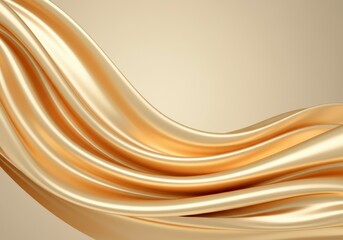 Obraz premium Elegant golden silk fabric flowing gracefully in soft waves