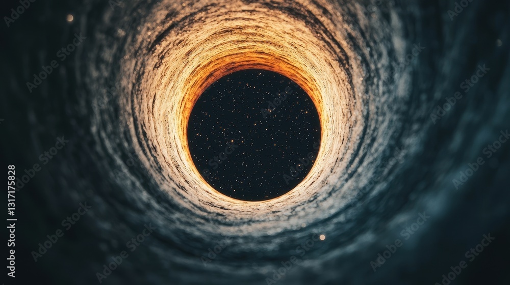 Poster deep space void with glowing edges and stars surrounding darkness