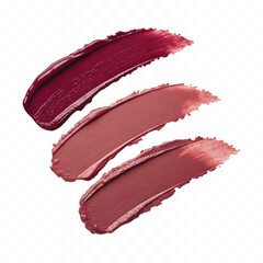 abstract 3d smeared shiny lipstick or paint swatch in different colour style isolated on white background