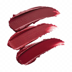 abstract 3d smeared shiny lipstick or paint swatch in different colour style isolated on white background