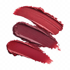 abstract 3d smeared shiny lipstick or paint swatch in different colour style isolated on white background