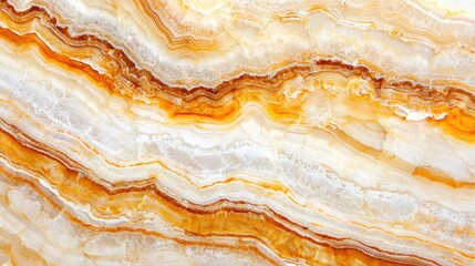Fototapeta premium Elegant Natural Onyx Stone with Warm Orange and Creamy Stripes