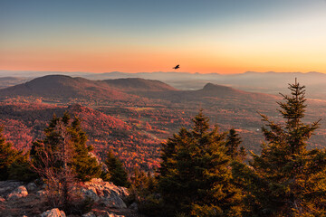 Magnificent colorful Fall day on the mountain, Quebec