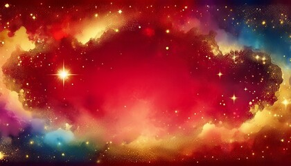 beautiful border frame of multi color nebula universe and stars background, copy space