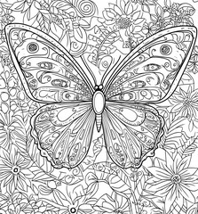 Butterfly Zentangle Vector Line Art Coloring Page for Adults