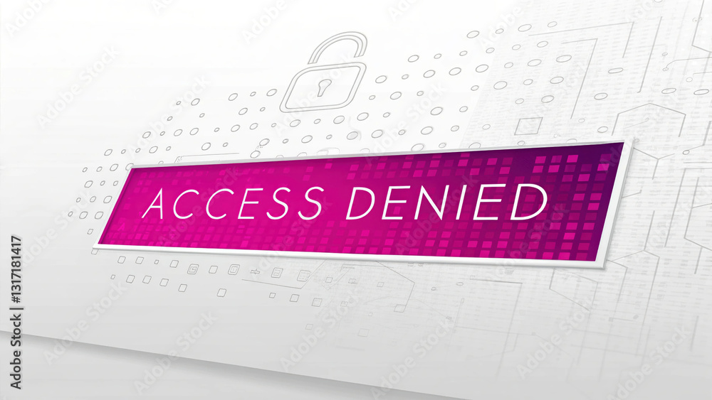 Poster technical difficulties concept, access denied message in sleek sci fi font with deep red background