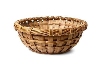 Wooden wattled basket isolated
