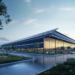 Fototapeta premium A high-rise green building with wind turbines integrated into its smart construction.