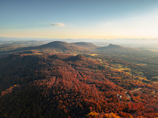 Magnificent colorful Fall day on the mountain, Quebec