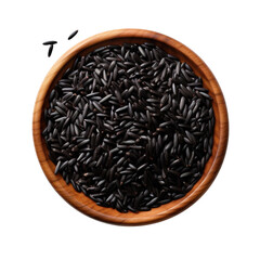 black rice on a wooden bowl